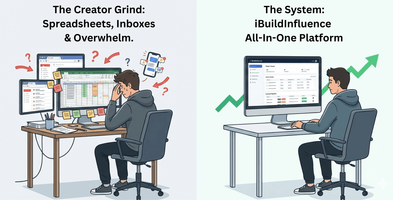 iBuildInfluence platform dashboard — all-in-one creator tools
