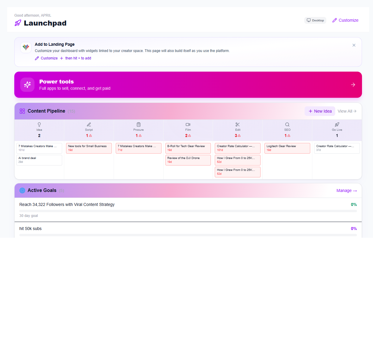 Launchpad in iBuildInfluence