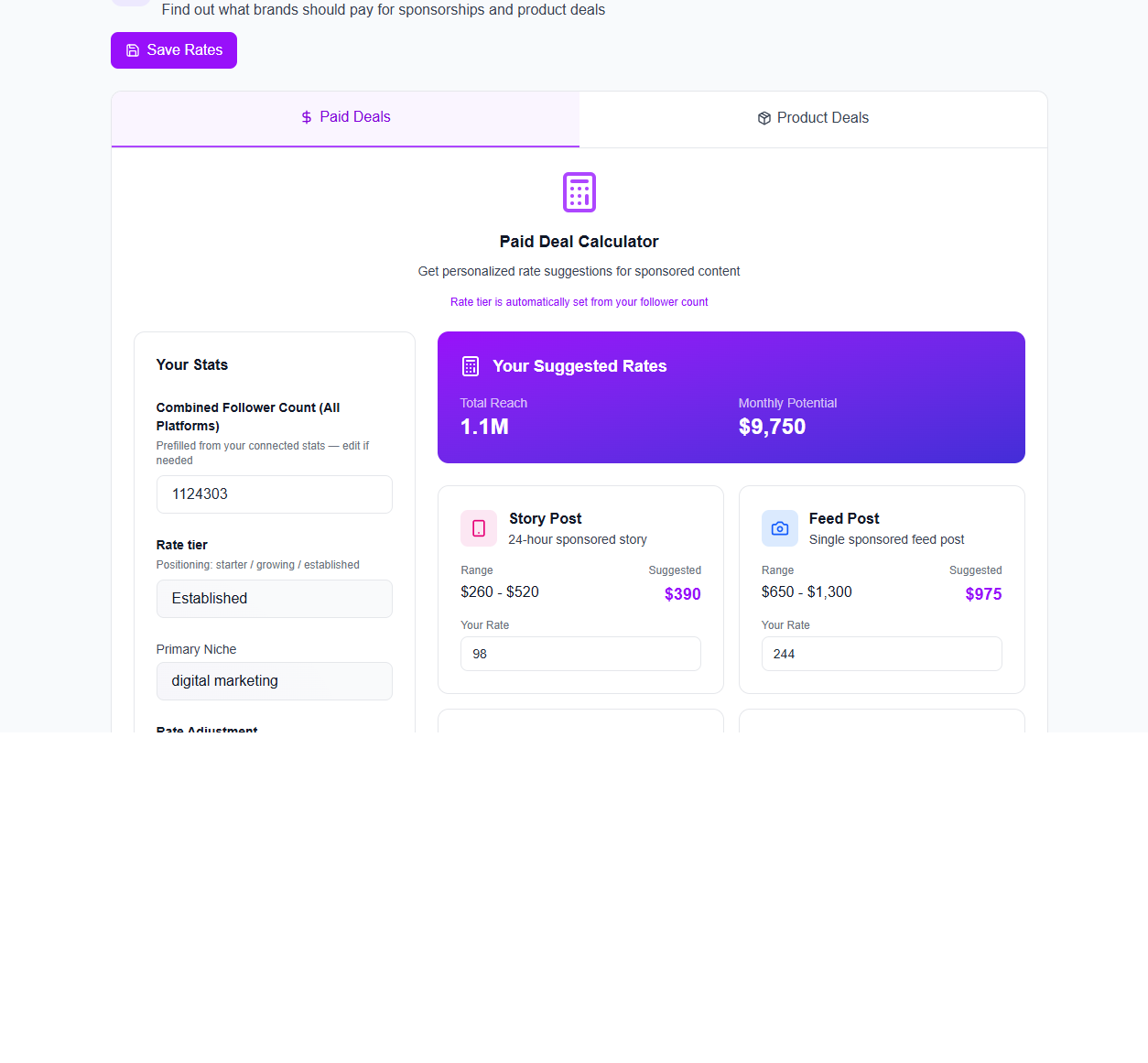 Rate Calculator in iBuildInfluence