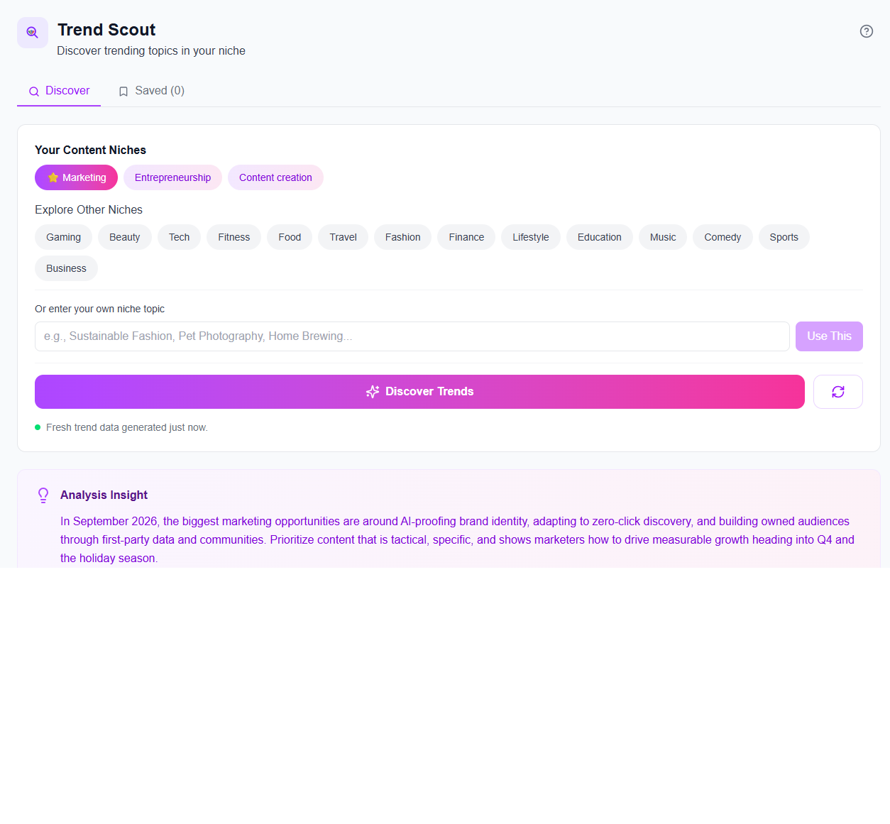 Trend Scout in iBuildInfluence
